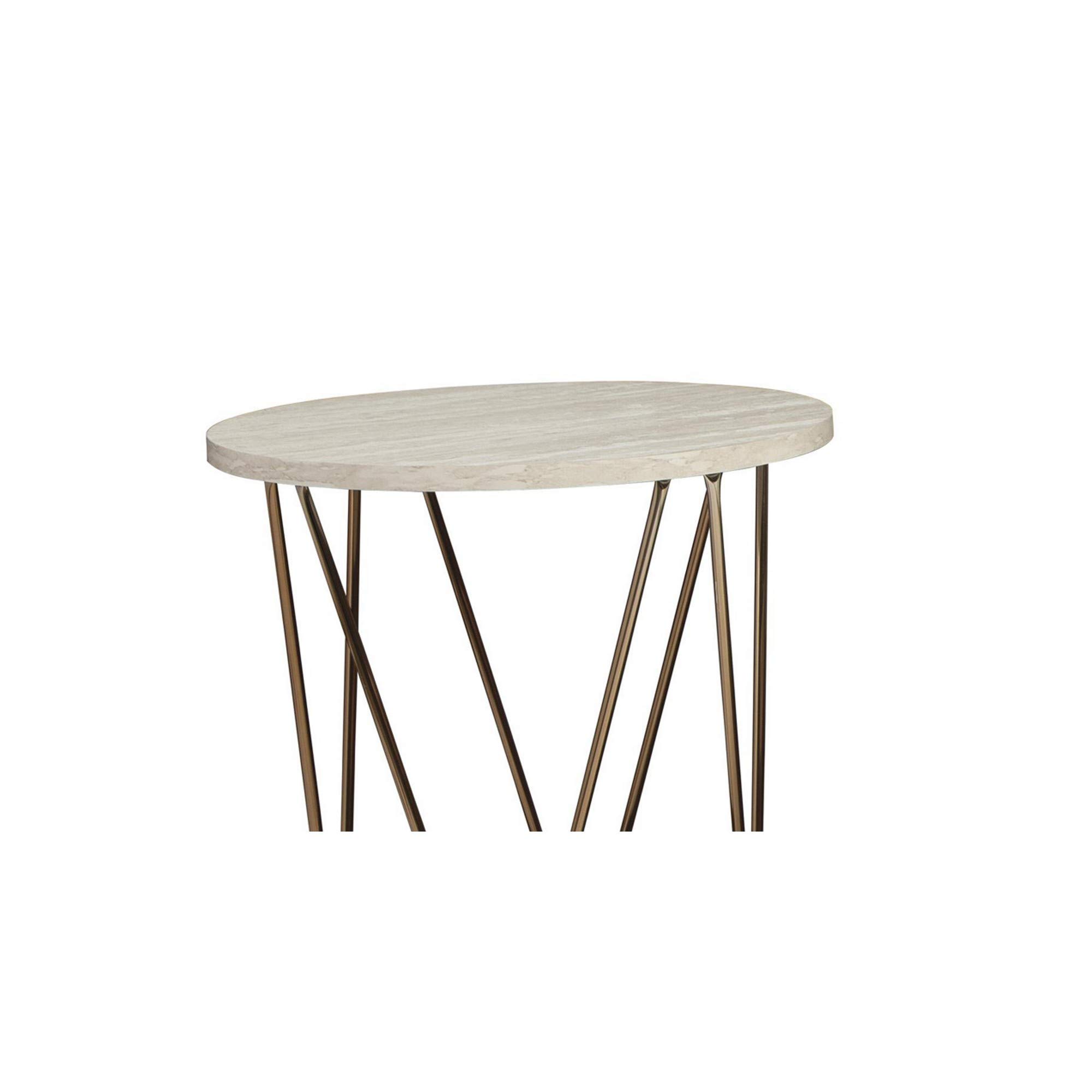 Benjara Faux Marble Coffee Table Set - White & Gold End Tables (3-Piece Living Room Furniture) | Modern Console Tables for Living Spaces, Home Decor & Office Use