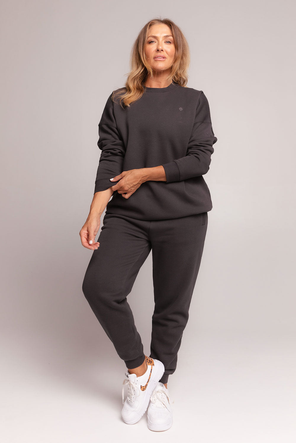 Off Duty Sweatshirt for Women & Men - Soft Cotton Pullover Hoodie in Charcoal Black | Casual Loungewear, Streetwear Fashion, and Cozy Home Wear