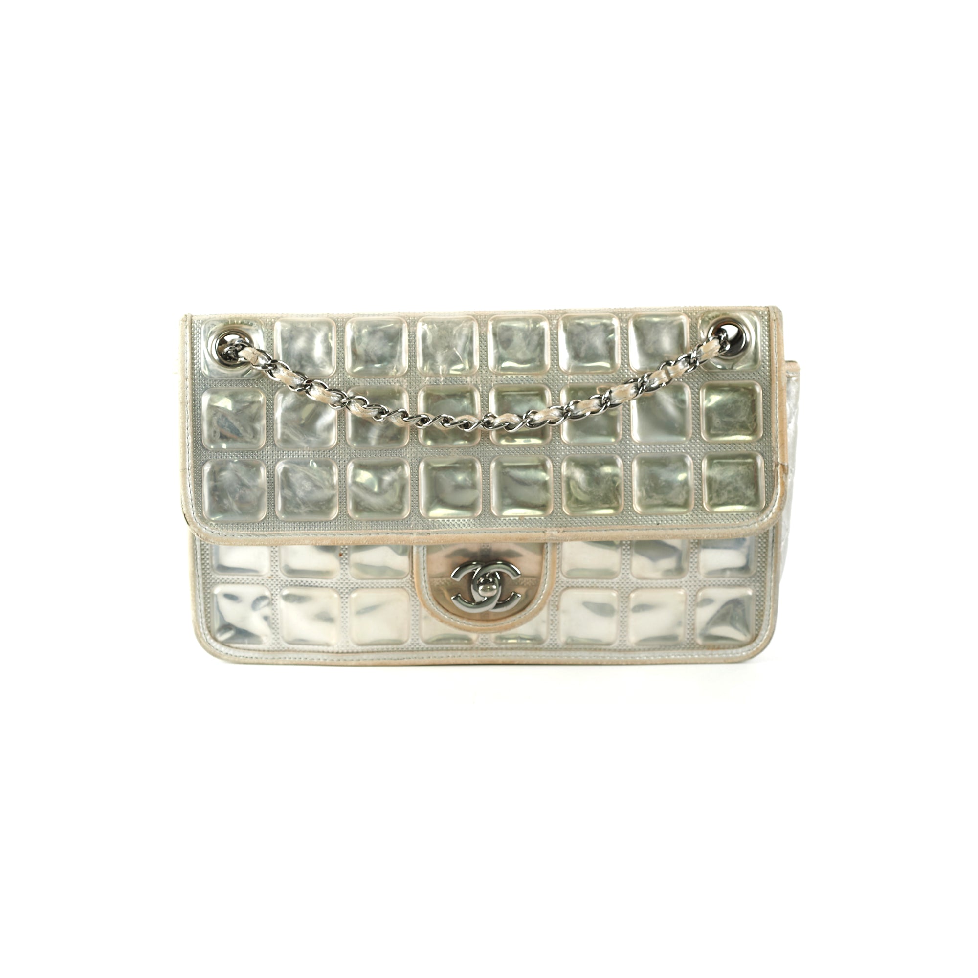 Chanel CC Turnlock Ice Cube Flap Bag in Silver - Luxury Crossbody Purse for Women, Perfect for Evening Parties & Date Nights