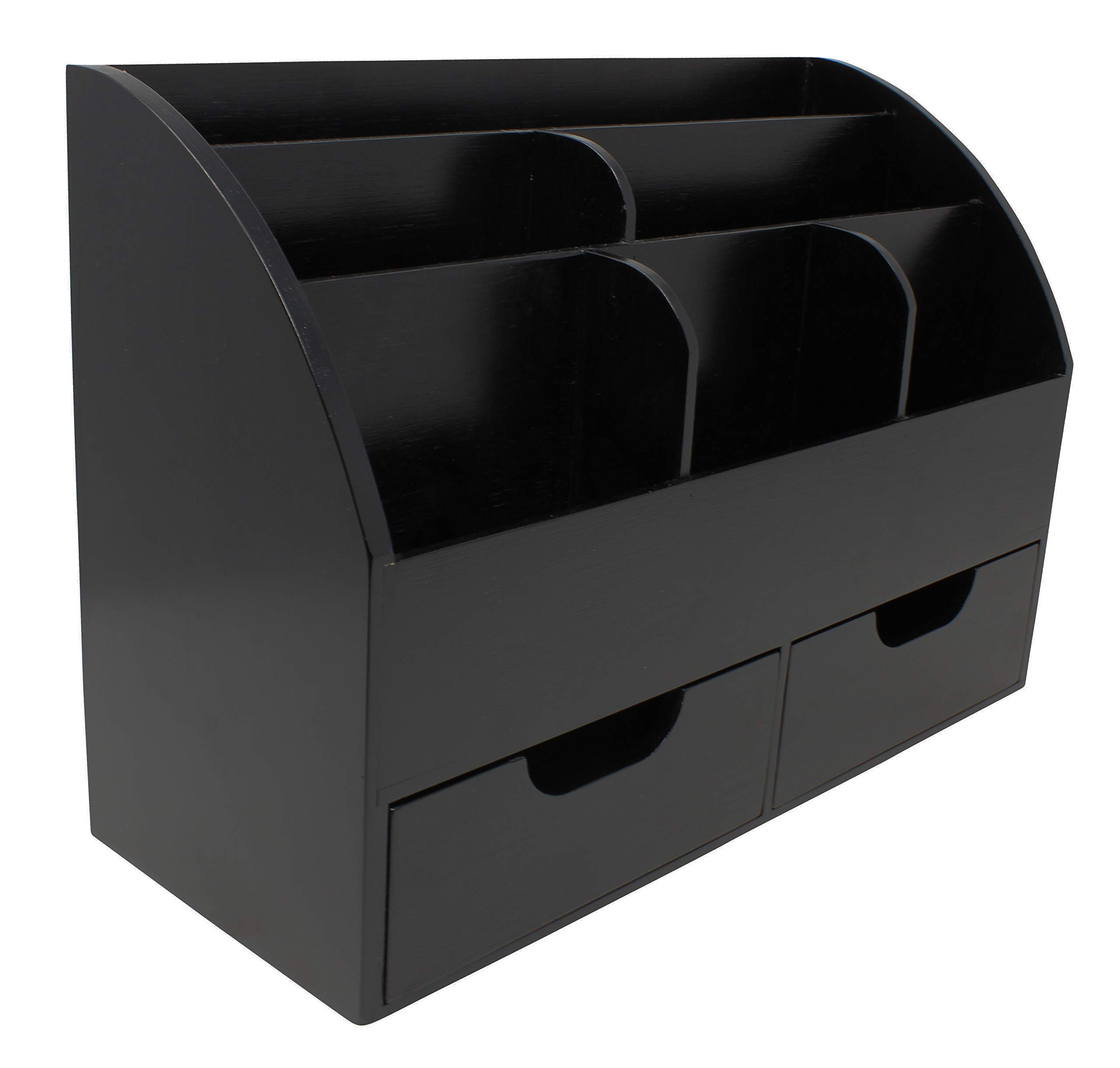Vintage Rustic Wooden Office Desk Organizer & Mail Rack - Distressed Torched Wood Desktop Organizer for Office Supplies, Mail, and Documents - Perfect for Home Office, Workspace, and Professional Environments (Black, WO3)