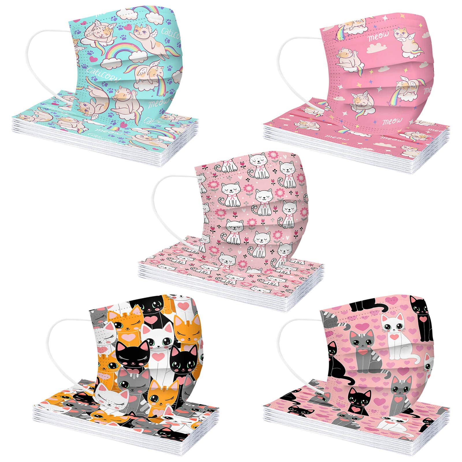 50 Pcs Kids Disposable Face Masks - Printed Children's Face Coverings for School, Halloween & Outdoor Activities - Soft & Breathable Protection for Daily Use, Parties & Travel