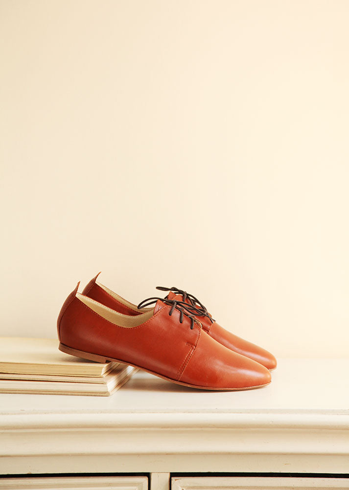 AMIRA Women's Cognac Brown Oxford Shoes - Classic Comfort for Work, Office & Casual Wear