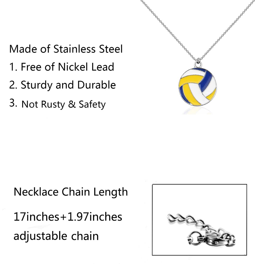 FUSTMW Volleyball Jewelry Set - Elegant Necklace & Charm for Volleyball Players, Coaches & Fans - Perfect Gift for Games, Training & Team Celebrations