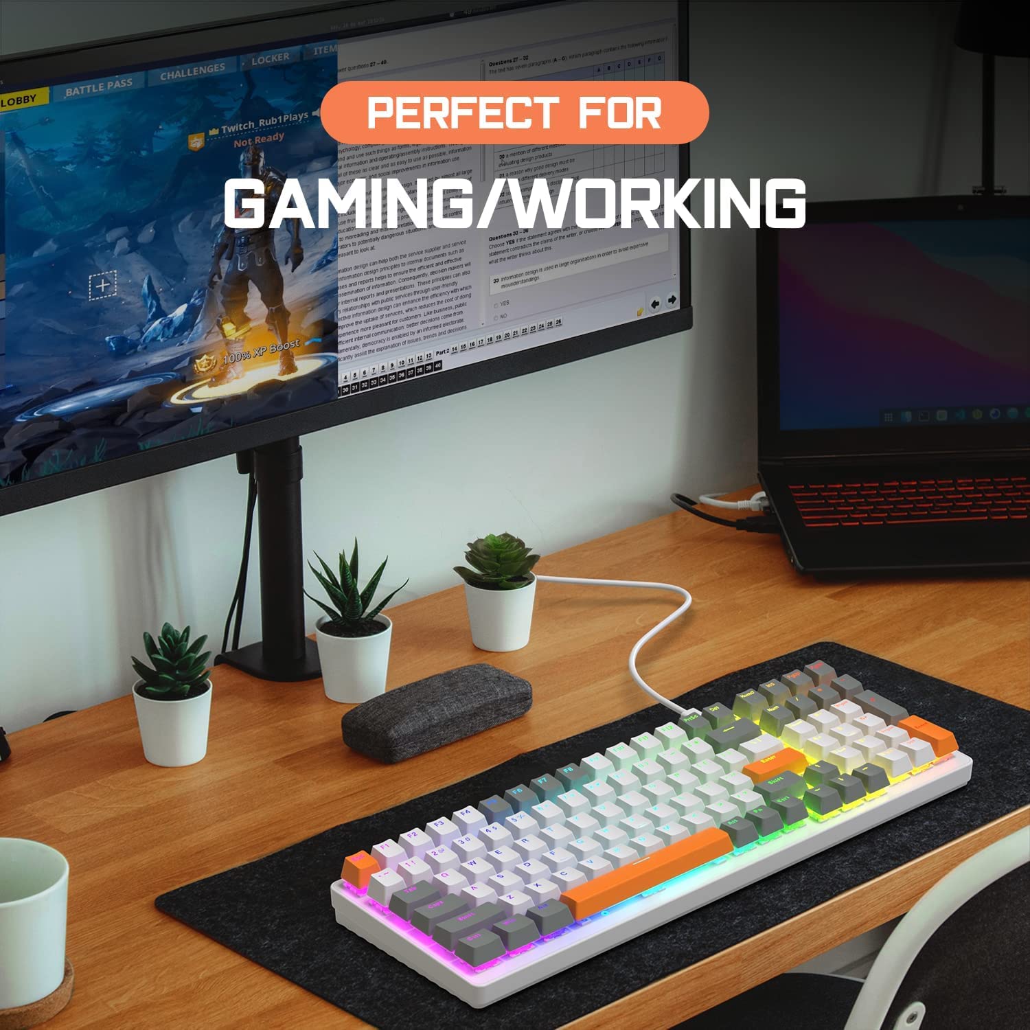 K3 Apex Pro Gaming Keyboard and Mouse Set with Coiled USB C Cable - 98 Key RGB Mechanical Keyboard (Linear Red Switch) & 6400DPI 6D RGB Ultra-Lightweight Honeycomb Gaming Mouse - Compatible with PC/MAC (Grey) - Perfect for Esports, Streaming & Professional Gaming Setup