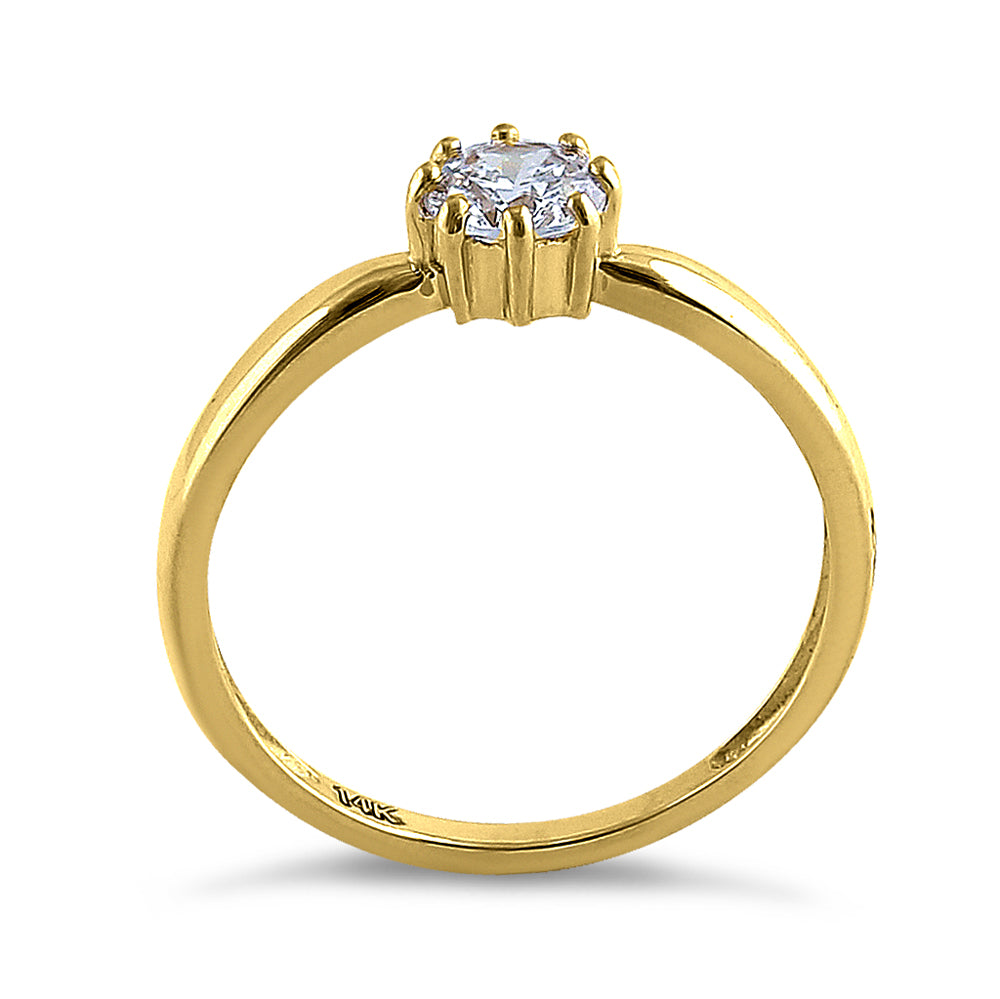 14K Yellow Gold Solitaire Round Cut Cubic Zirconia Engagement Ring for Women - Perfect for Proposals, Anniversaries & Weddings