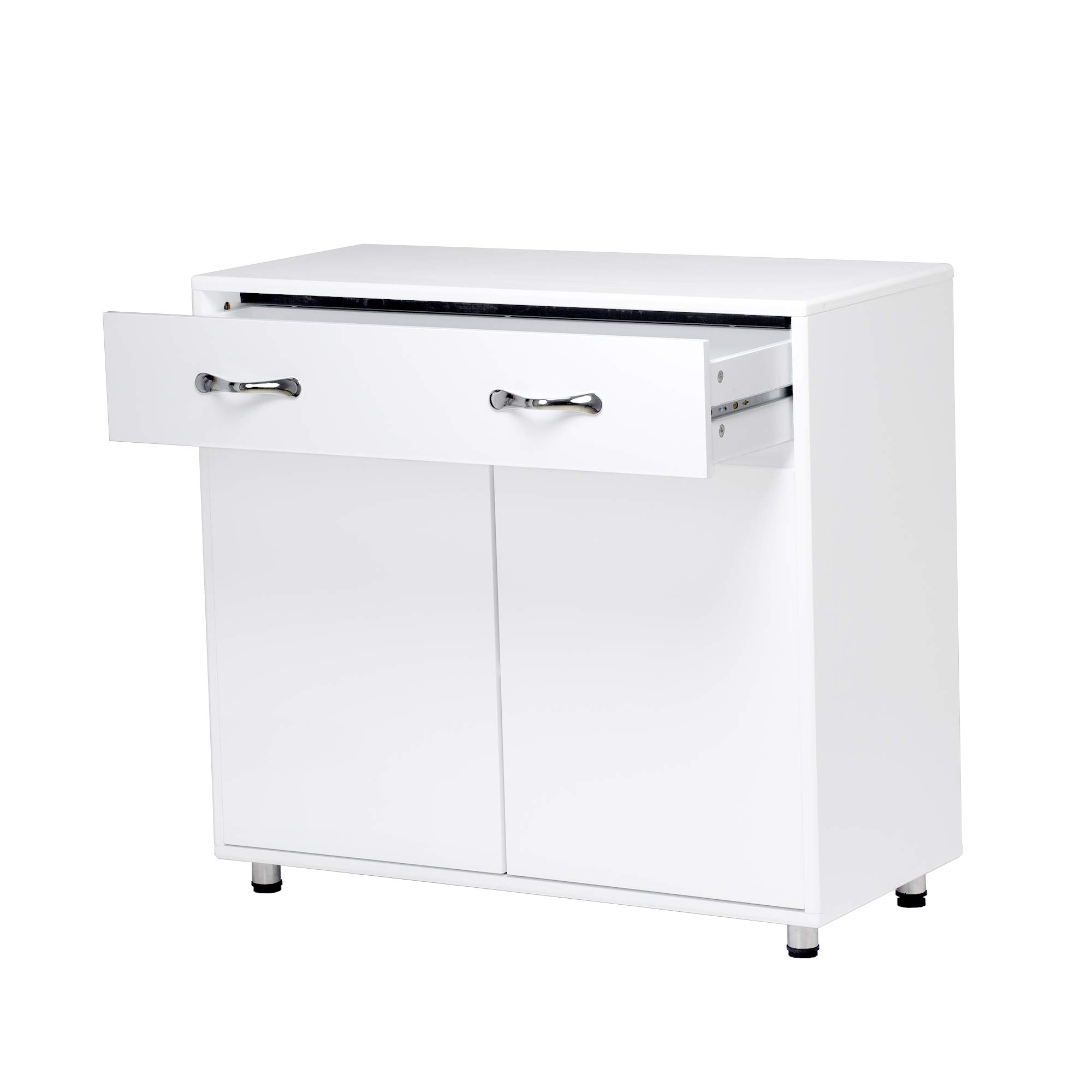 HomVent White Wooden Storage Cabinet - Buffet Sideboard with Drawers & Doors, Free Standing Kitchen Cabinet for Entryway, Living Room, Bedroom & Hallway | Perfect for Dining Room Storage, Home Organization & Display