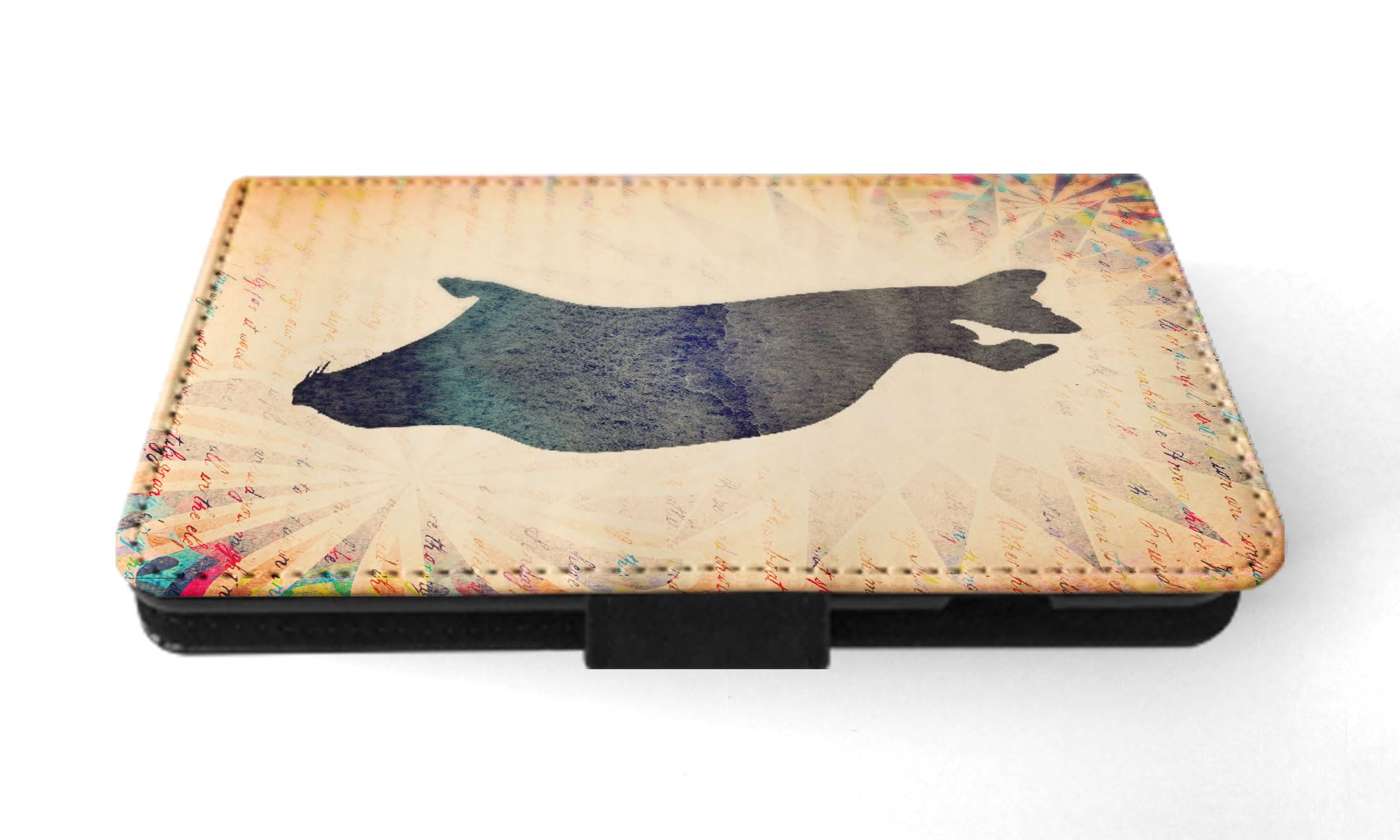 Premium Seal Watercolor Art Flip Wallet Phone Case for Apple iPhone 15 Pro - Stylish Protective Cover with Card Slots for Everyday Use