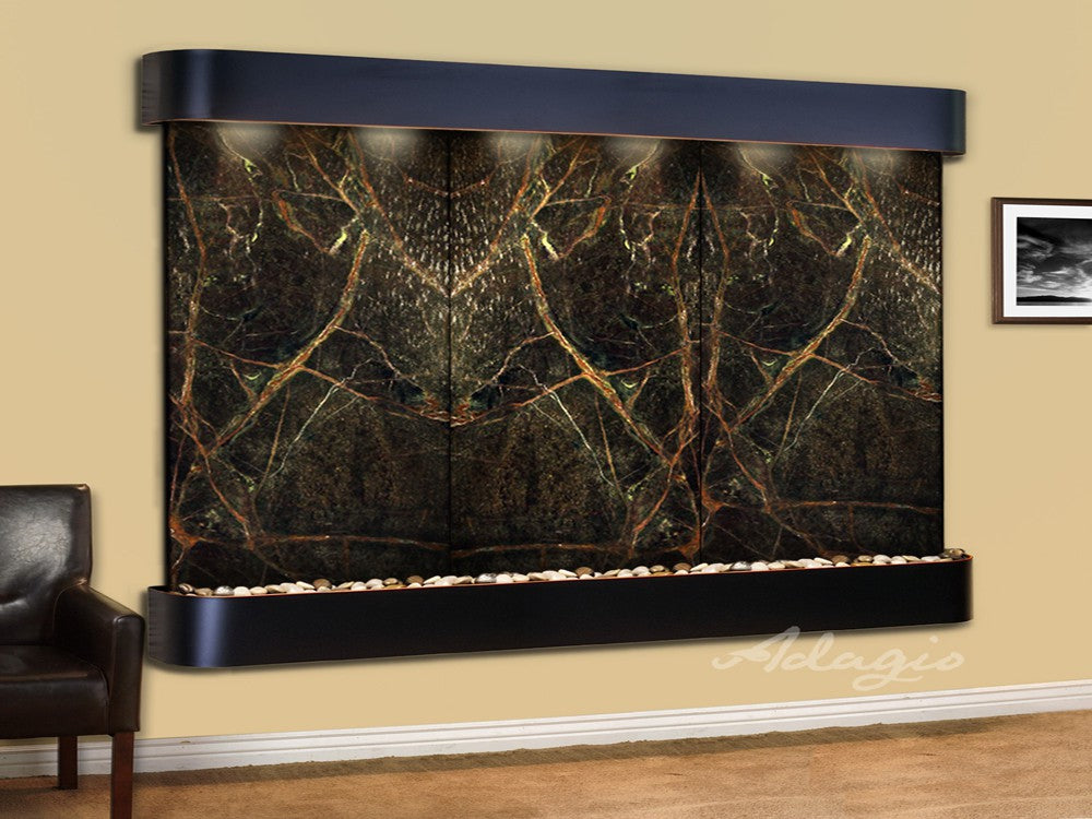 Adagio Solitude River Round Blackened Copper Green Marble SRR1505 - Elegant Home Decor for Living Room, Bathroom & Office