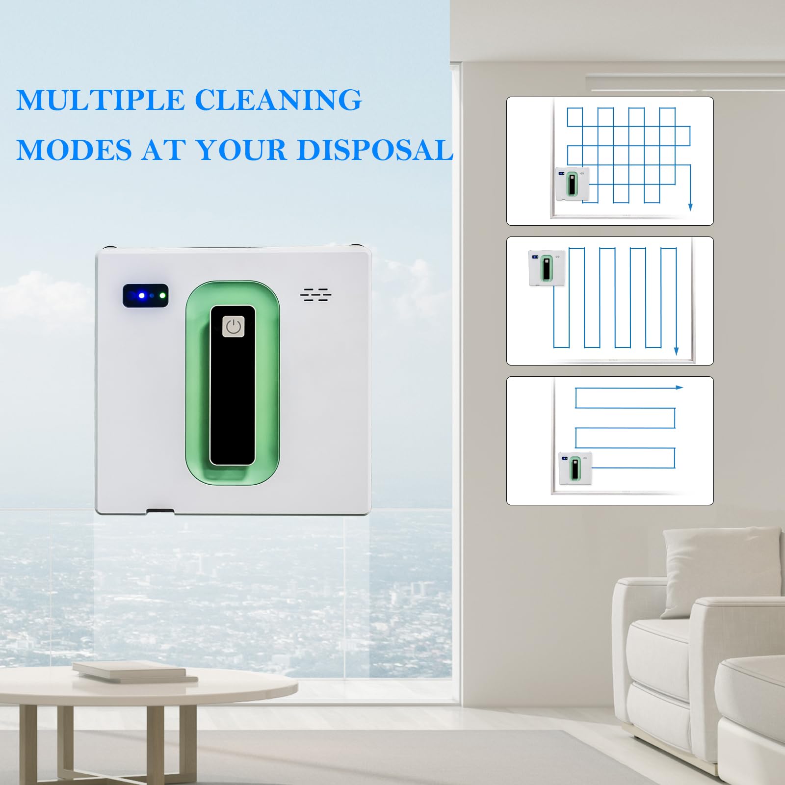 Ultra-Thin 5600PA Window Cleaning Robot with Auto Dual Two-Way Water Jet - Smart Automatic Glass Cleaner for Windows, Tiles & Glass Doors - Perfect for Indoor Home & Office Cleaning