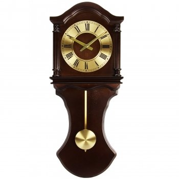 Vintage Chocolate Brown Wooden Wall Clock with Pendulum & Westminster Chimes - Perfect for Living Room, Bedroom, and Office Décor