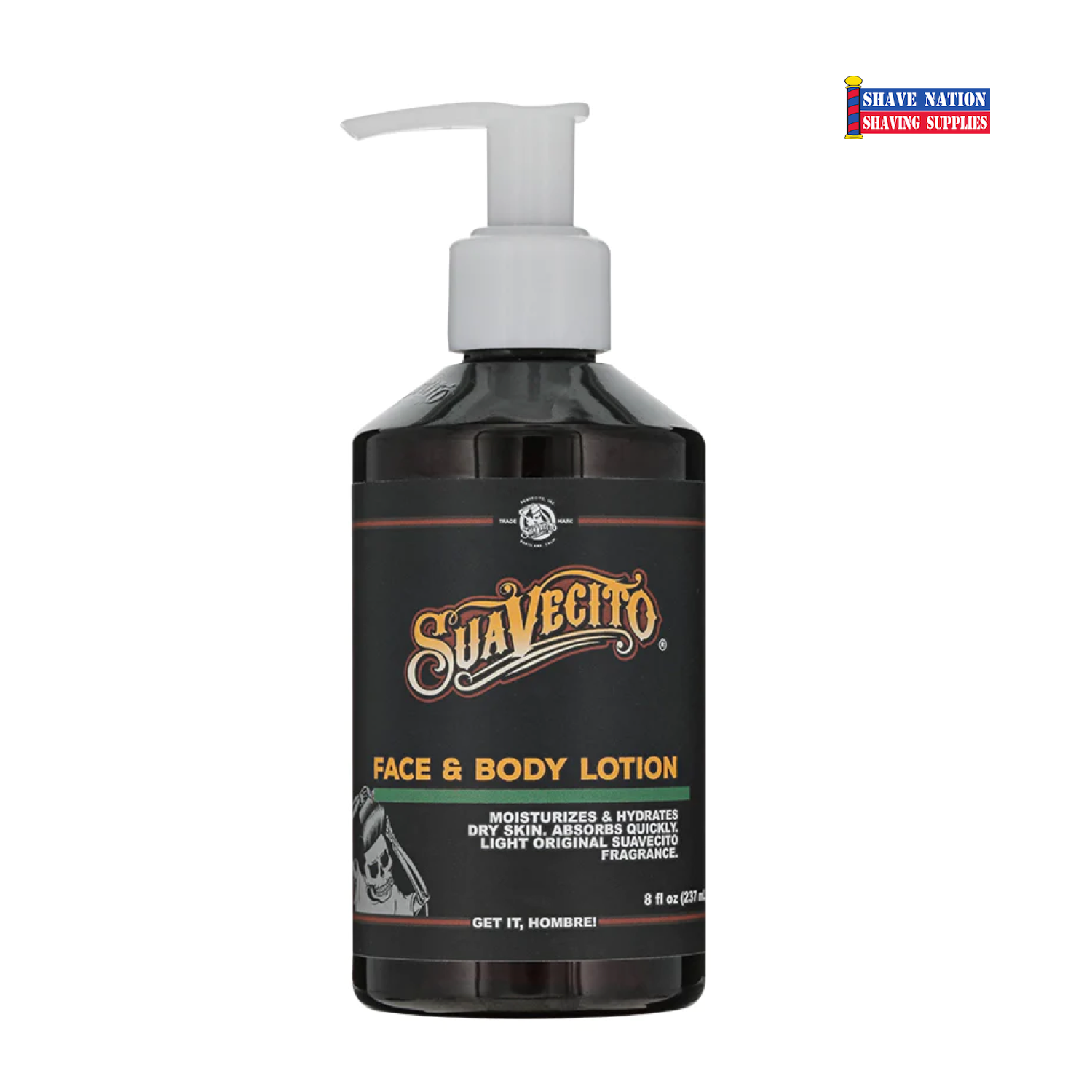Suavecito Face & Body Lotion - Hydrating Moisturizer for Dry Skin, Men & Women, 8oz - Perfect for Daily Skincare Routine & Post-Shave Care