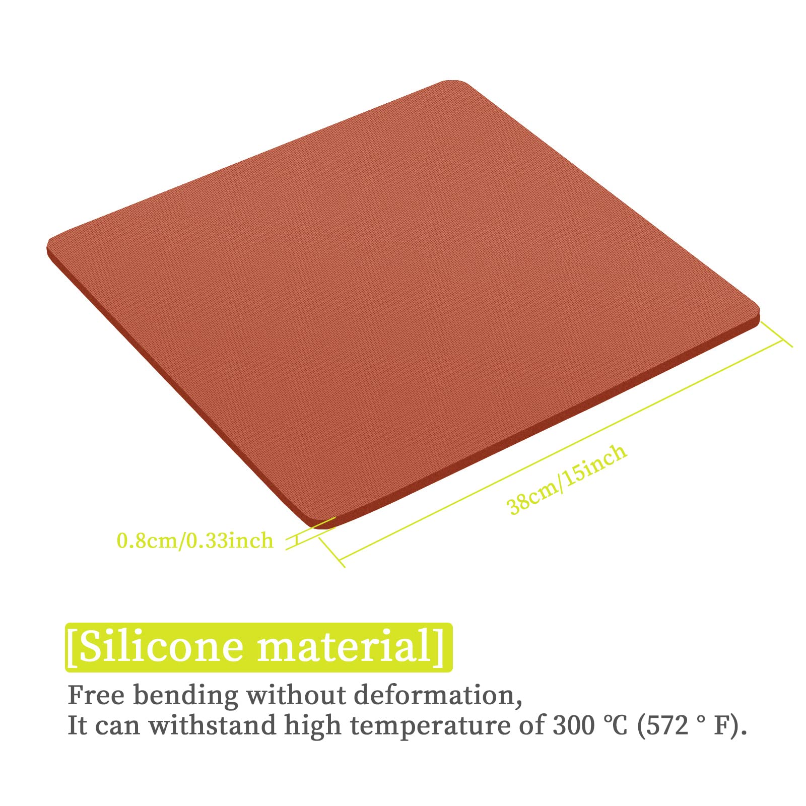 15x15 Inch Silicone Heat Press Mat for T-Shirts - 0.33 Inch Thickest Easy Press Pad - Perfect for DIY T-Shirt Printing, Sublimation & Craft Projects