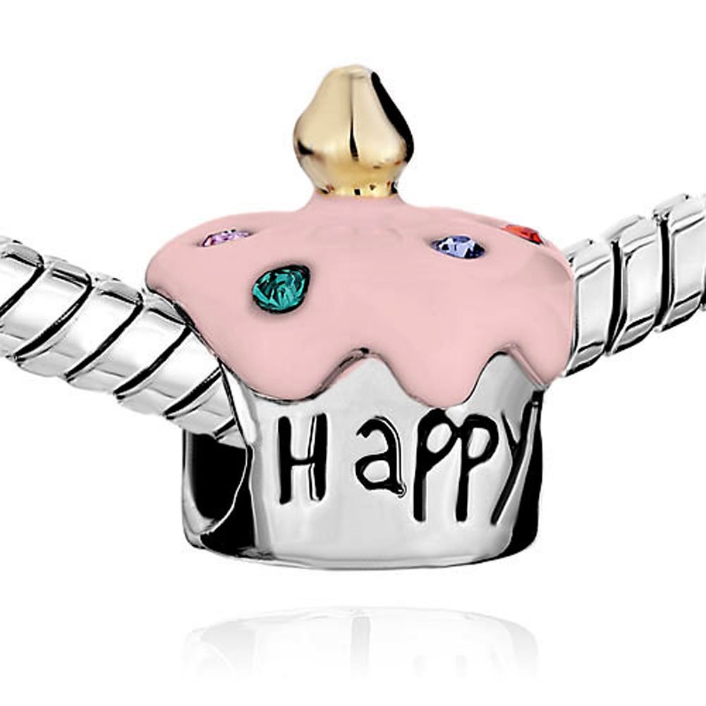 Happy Birthday Cake Charm Beads for Bracelets - DIY Jewelry Making, Party Favors & Gift Decorations