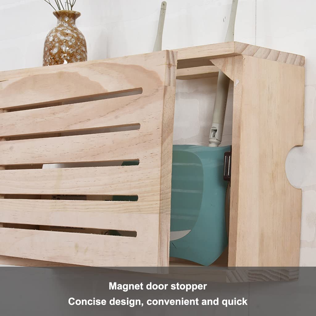 Wooden Wireless Router Storage Box - Wall Mounted WiFi Router Organizer with Shelf for Living Room, Office & Home Network Setup | Durable & Stylish Cable Management Solution