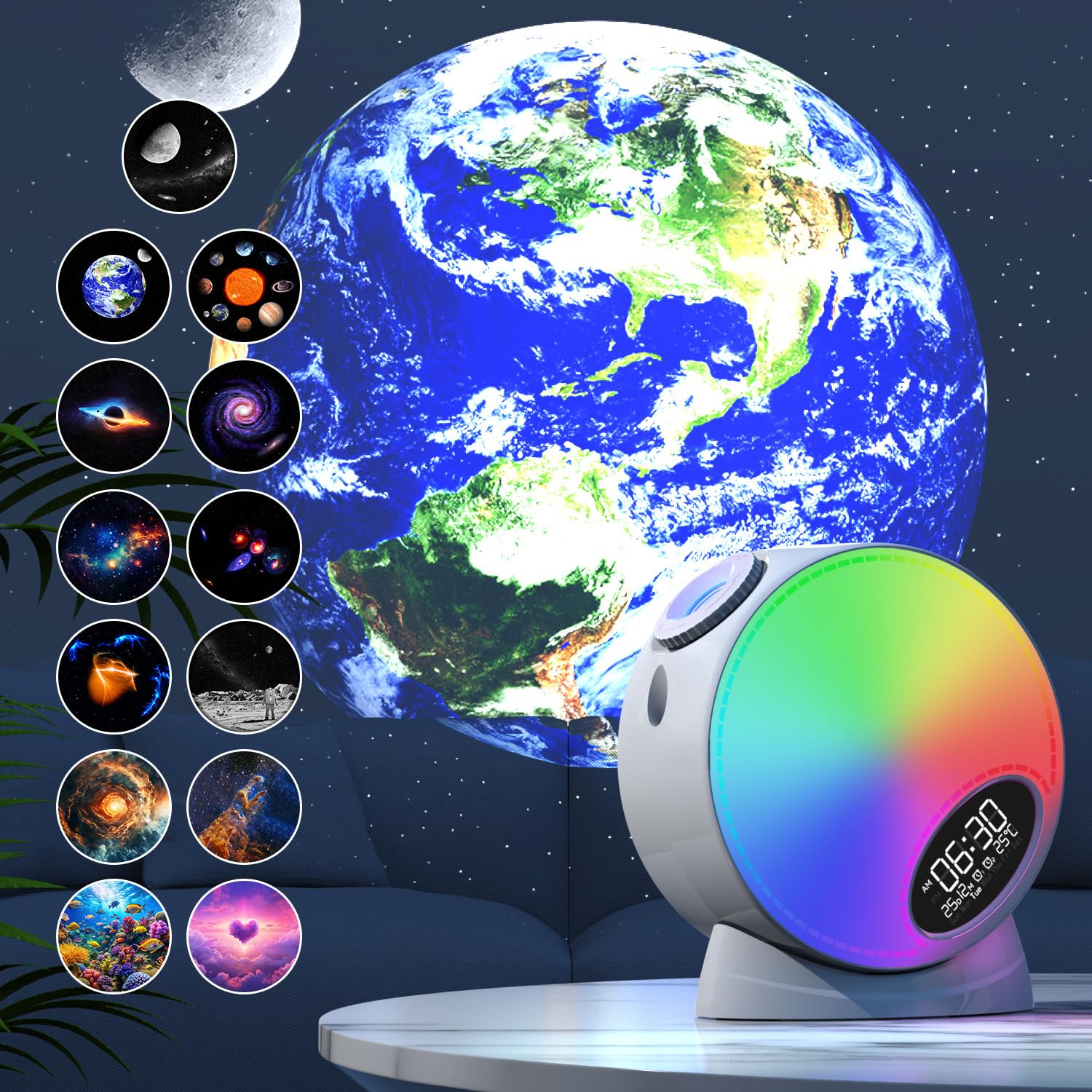 Smart Galaxy Star Projector - 13-in-1 HD Planetarium Night Light with Alarm Clock & Timer | Perfect for Bedroom, Gaming Room, Home Theater & Meditation Space | Creates Stunning Starry Night Atmosphere for Relaxation, Sleep & Entertainment