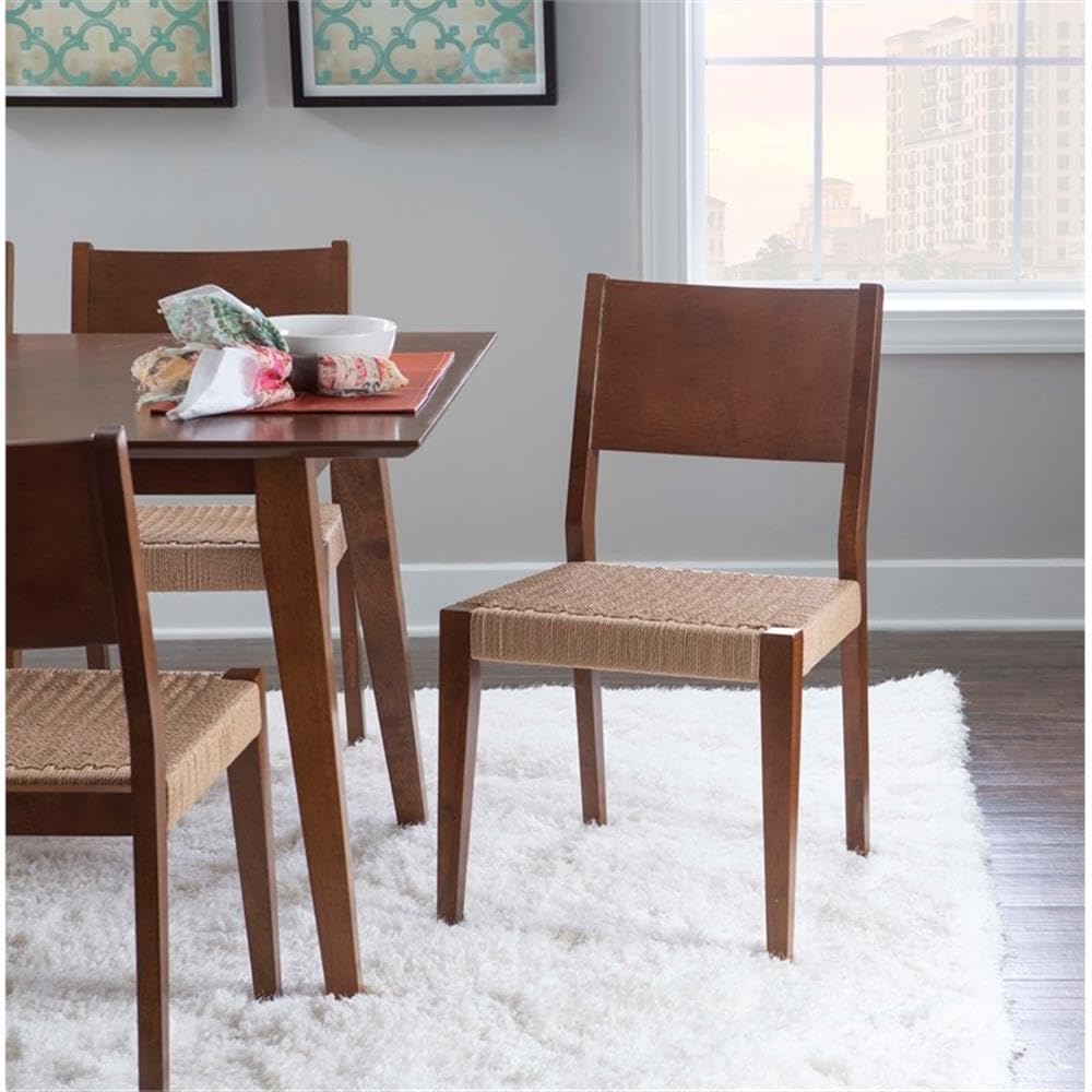 Pemberly Row Transitional Set of 2 Wooden 18-Inch Dining Chairs in Brown - Perfect for Kitchen, Dining Room & Small Space Furniture