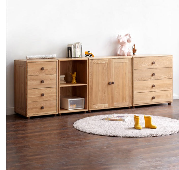 Oak Solid Wood Kids Dresser with 3 Drawers - Natural Wood Chest of Drawers for Nursery & Bedroom - Sturdy Storage Cabinet for Clothes, Toys & Baby Essentials
