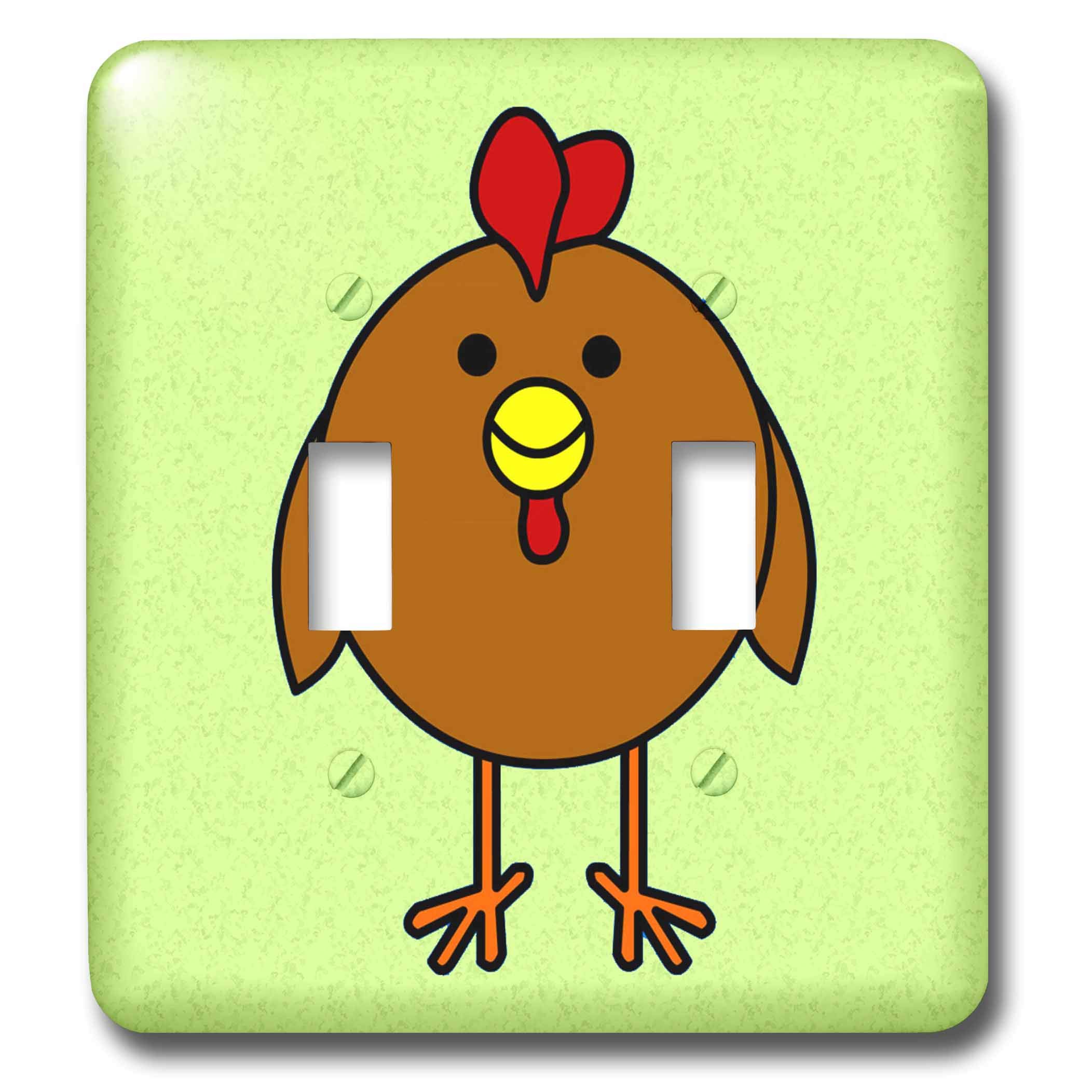 3D Rose Cute Brown Chicken with Green Background Double Toggle Switch - Perfect for Home Decor, DIY Projects, and Wall Art Gifts