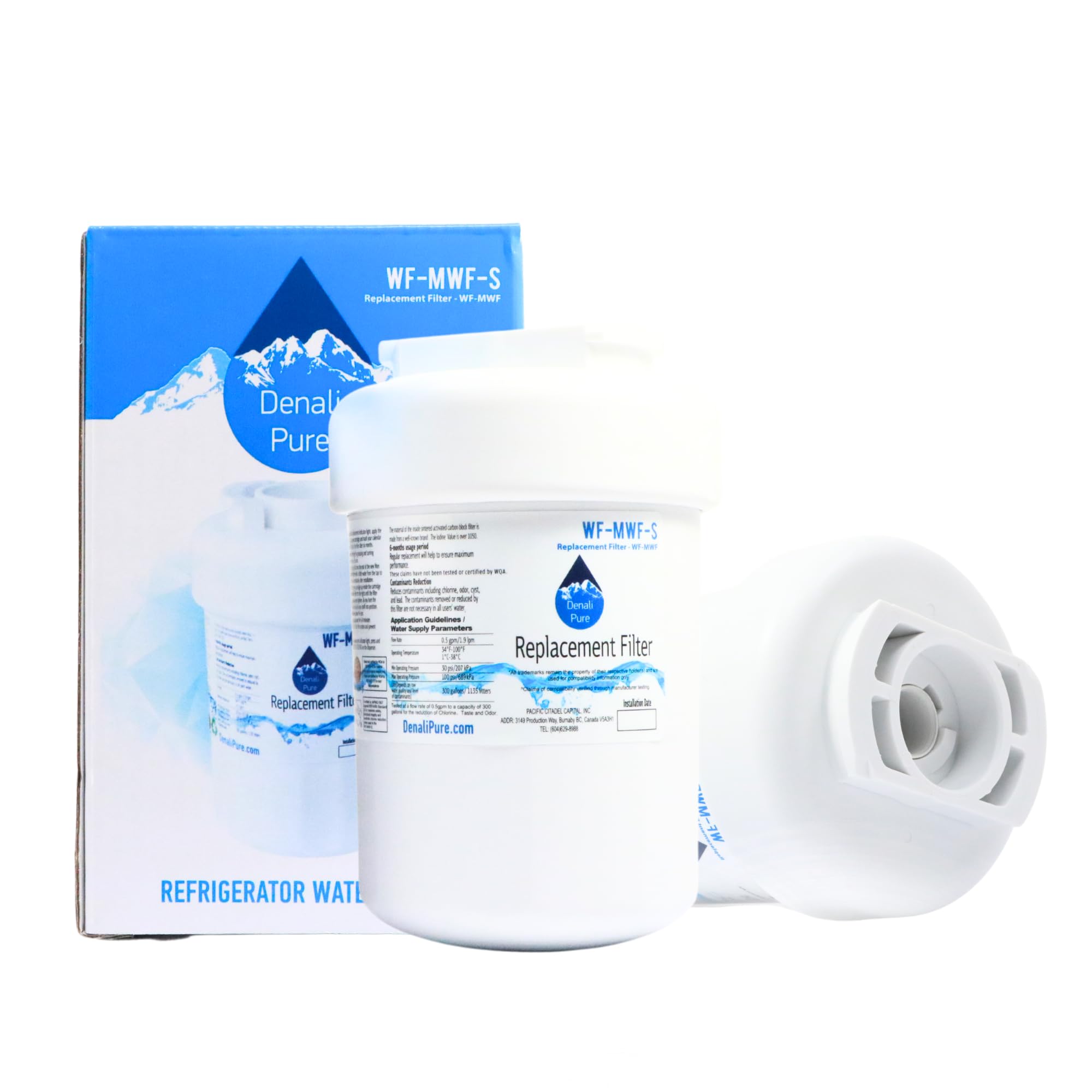 GE MWF MWFP Refrigerator Water Filter Replacement - Compatible with General Electric PFSF6PKXEBB, NSF Certified for Clean Drinking Water - Perfect for Home, Office, and RV Fridge Use