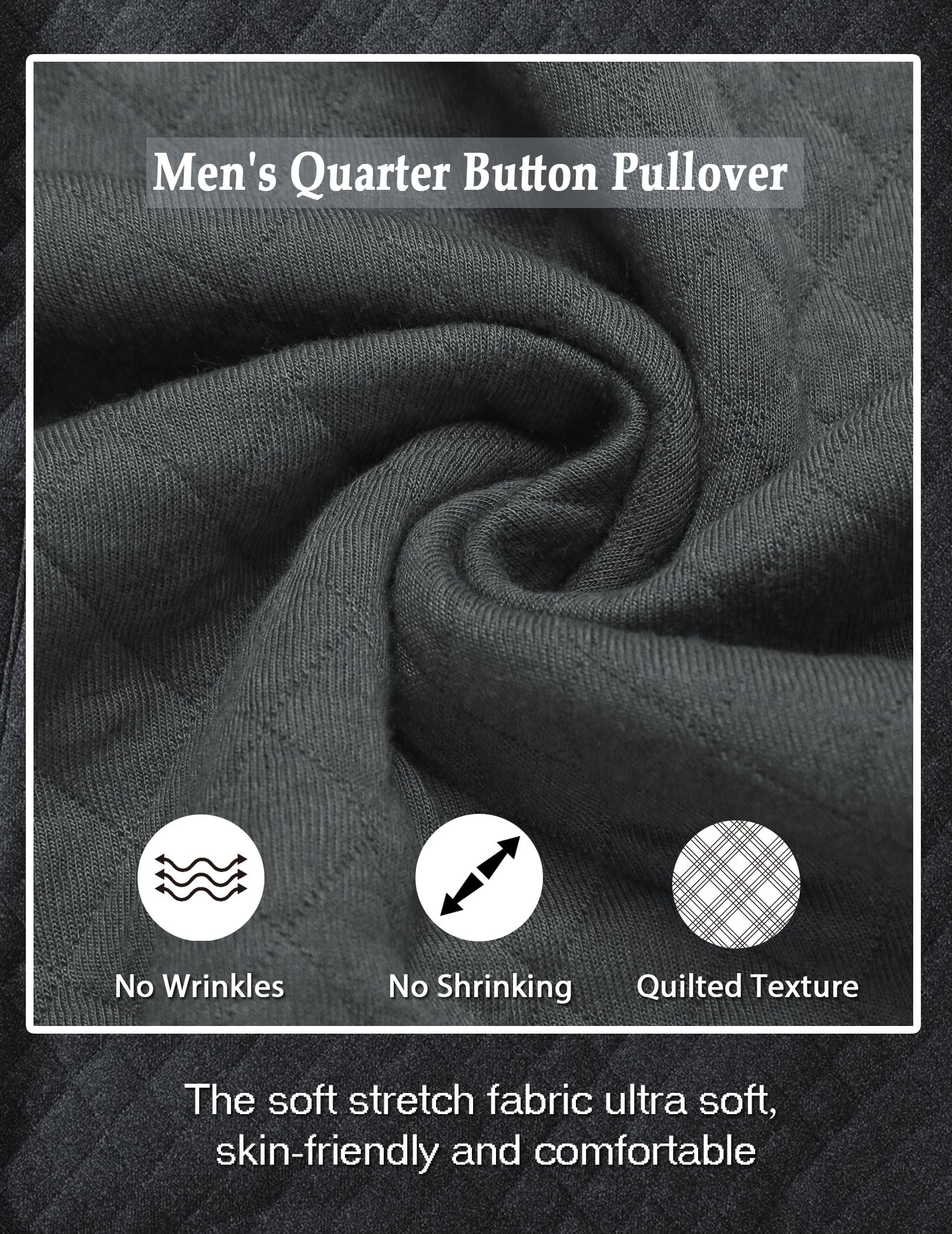 COOFANDY Men's Quarter Zip Sweatshirt - Long Sleeve Waffle Knit Pullover with Stand Collar for Casual & Outdoor Wear - Perfect for Hiking, Camping and Everyday Comfort