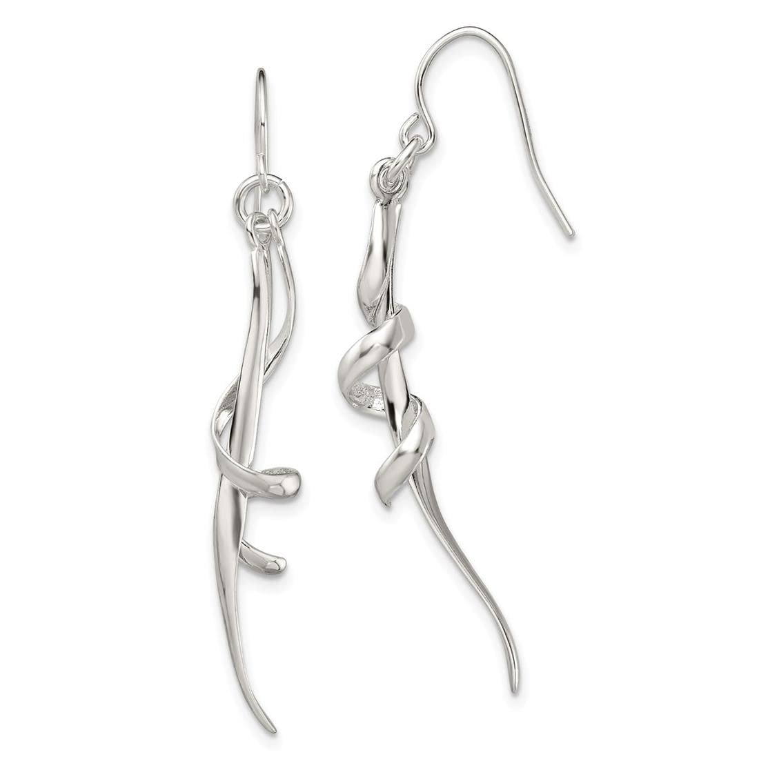925 Sterling Silver Polished Spiral Dangle Shepherd Hook Earrings for Women - Elegant Handmade Jewelry Gift for Birthday, Anniversary & Special Occasions