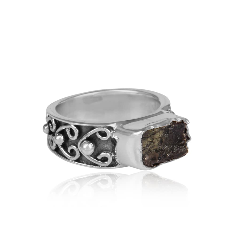 Authentic Moldavite Rings & Jewelry for Women & Men - Certified Raw Moldavite Stones (6.5mm) - Spiritual Healing Crystal for Meditation, Energy Work & Unique Gift Ideas