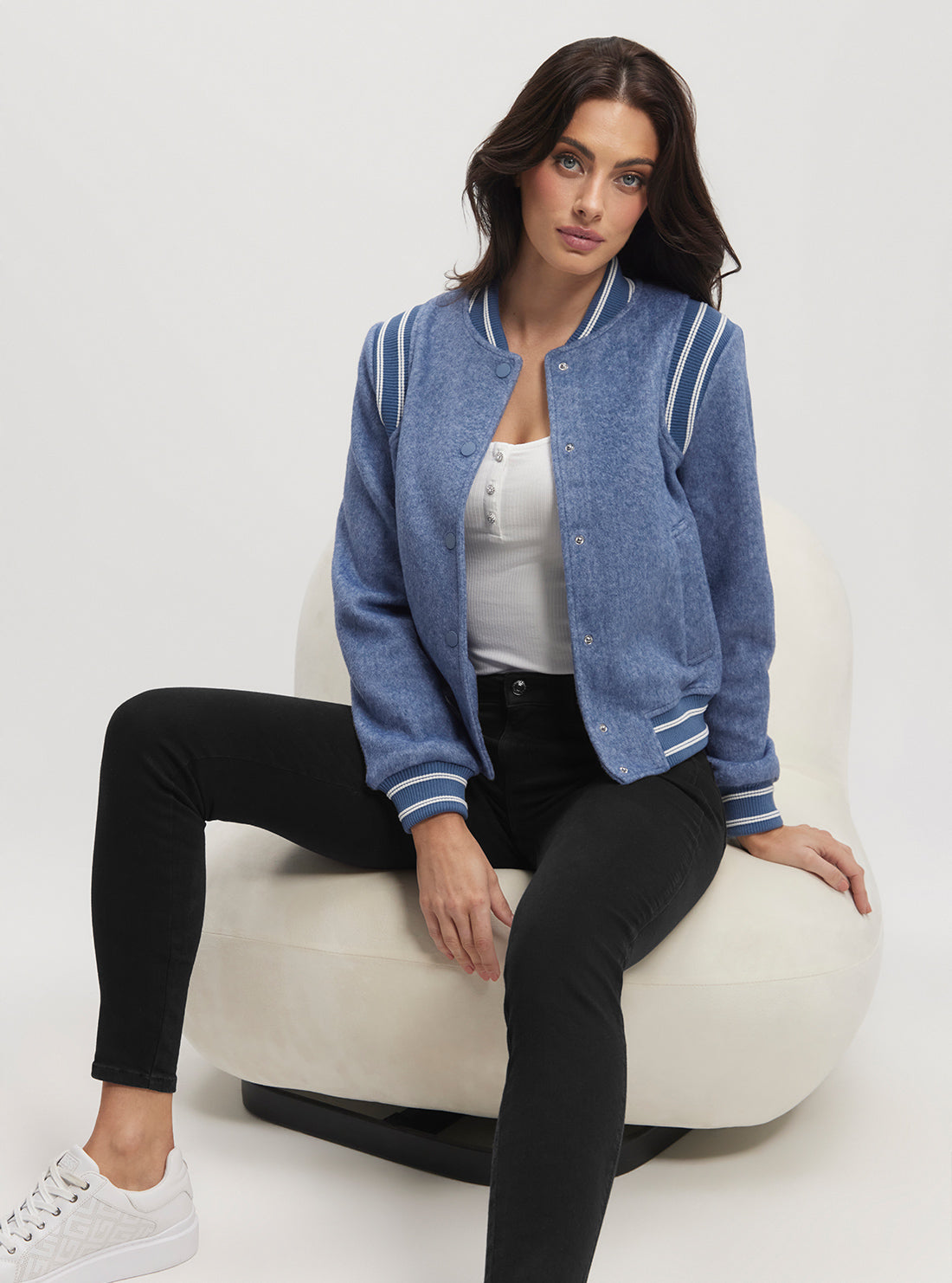 Eco Blue Gloria Logo Bomber Jacket - Stylish Lightweight Windbreaker for Men & Women - Perfect for Casual Outfits, Streetwear, and Outdoor Activities