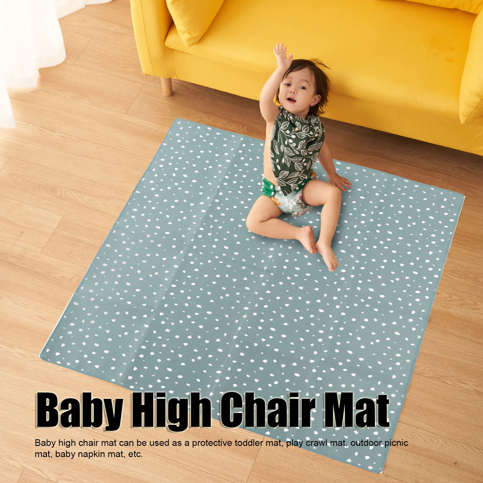 Large Non-Slip Baby High Chair Splat Mat - Washable Floor Mat for High Chair, Play Mat, Picnic & Art Crafts (SMT105-EF585) - Perfect for Mealtime, Toddler Play Areas & Messy Art Projects