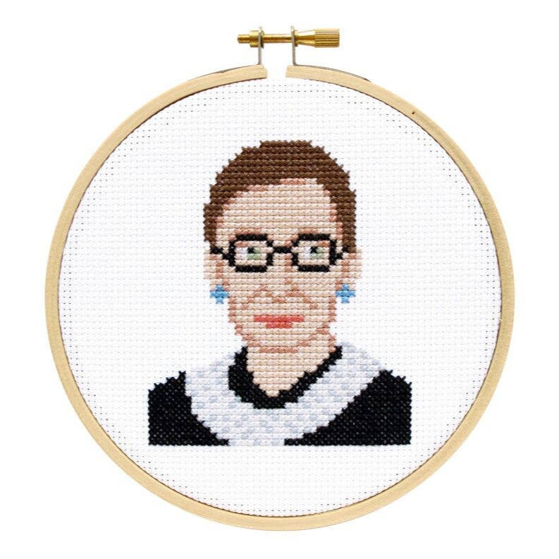 Ruth Bader Ginsburg Cross Stitch Kit - DIY Supreme Court Justice Embroidery Set for Beginners - Perfect for Home Decor, Gifts & Feminist Art Projects
