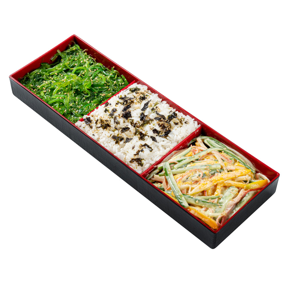 Black & Red Japanese Style Bento Box with 3 Compartments - 14