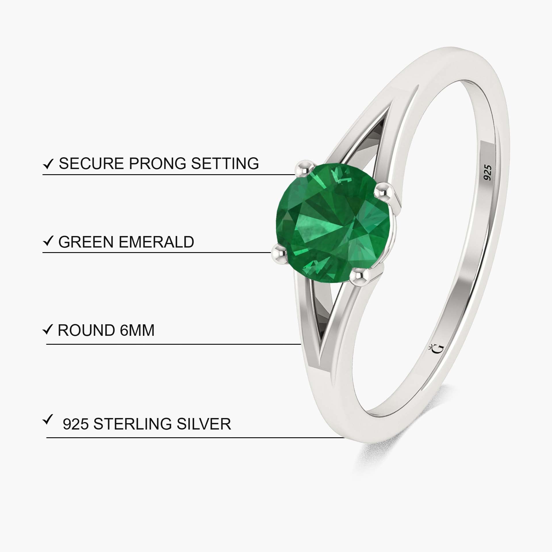 Vintage Lab-Grown Green Emerald Dainty Statement Ring for Women – Elegant Jewelry Gift for Brides, Anniversaries & Special Occasions