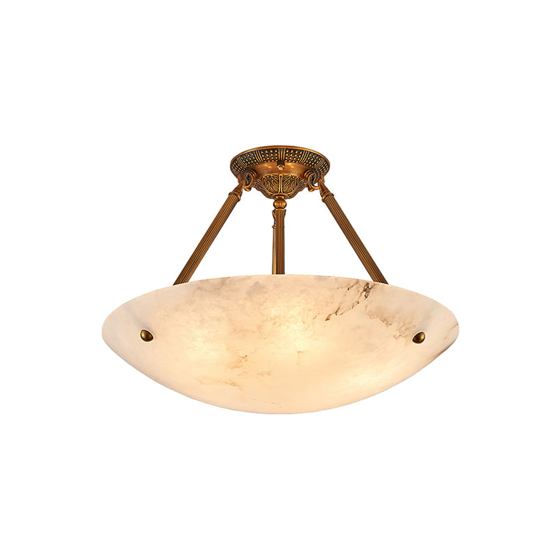 Alabaster Bowl Ceiling Light Fixture - Modern Handcrafted Stone Pendant Lamp for Dining Room, Living Room & Bedroom Lighting