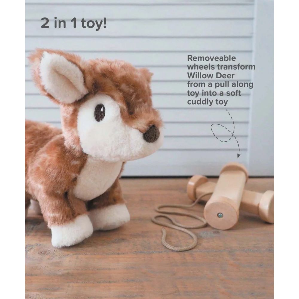 Willow Deer Pull Along Toy for Toddlers - Wooden Pull Toy for Kids by Little Bird Told Me - Perfect for Early Learning & Outdoor Play