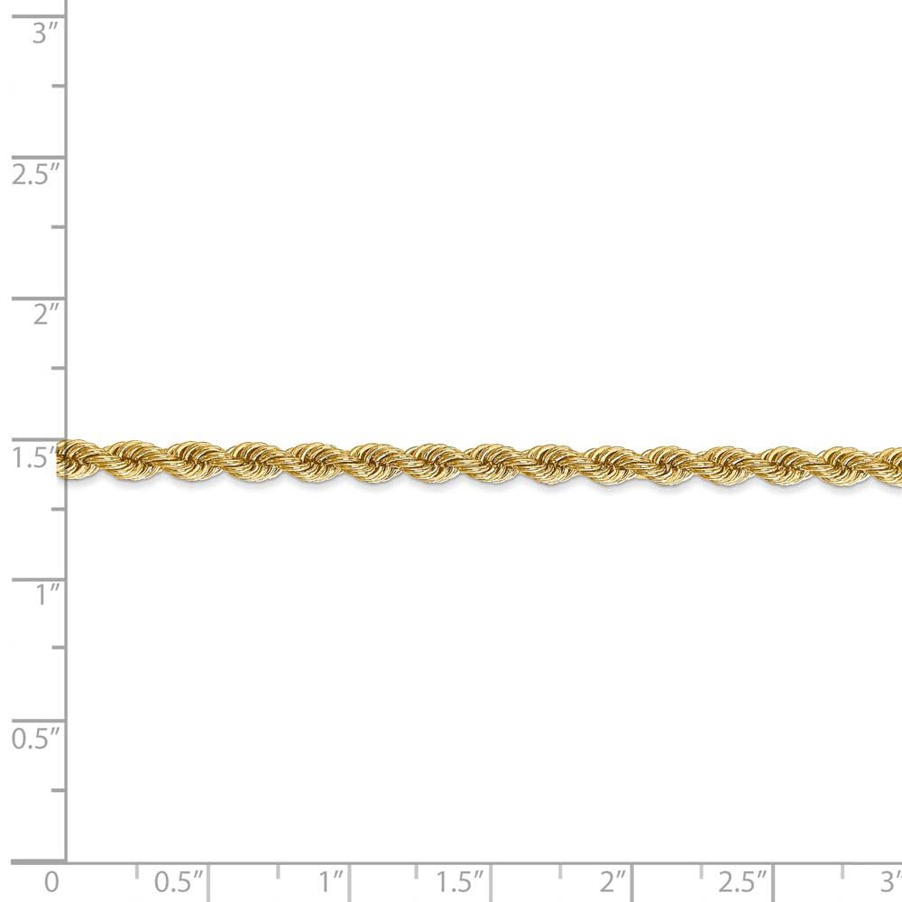 The Black Bow 3.65mm 14k Yellow Gold Handmade Solid Rope Chain Necklace - Perfect for Everyday Wear, Gifts, and Special Occasions