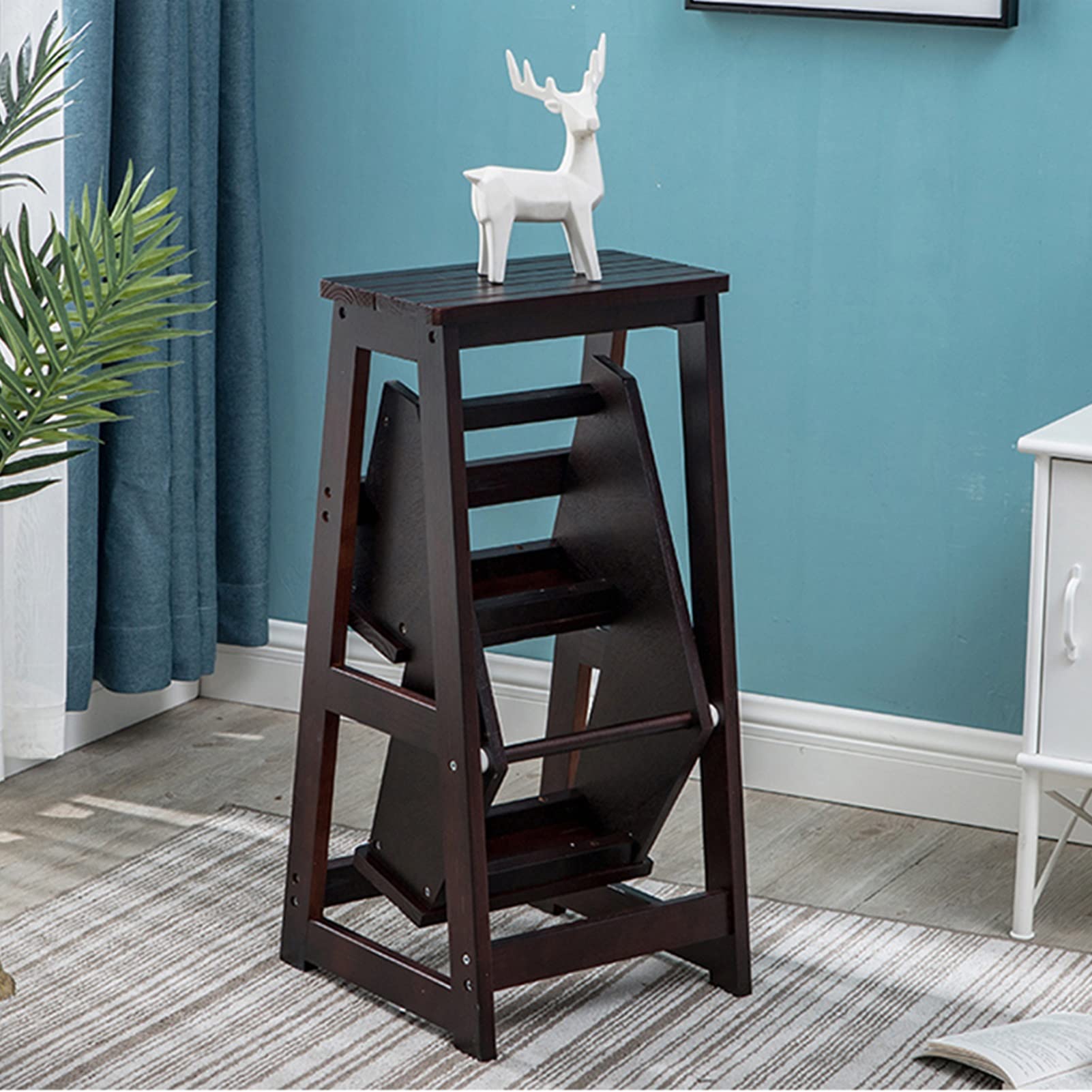 FADUNI Wooden Folding Step Stool for Home, Portable Climbing Stool for Indoor Use, Library Step Stool, Compact Ladder Chair - Perfect for Kitchen, Bathroom, and Bookshelf Access