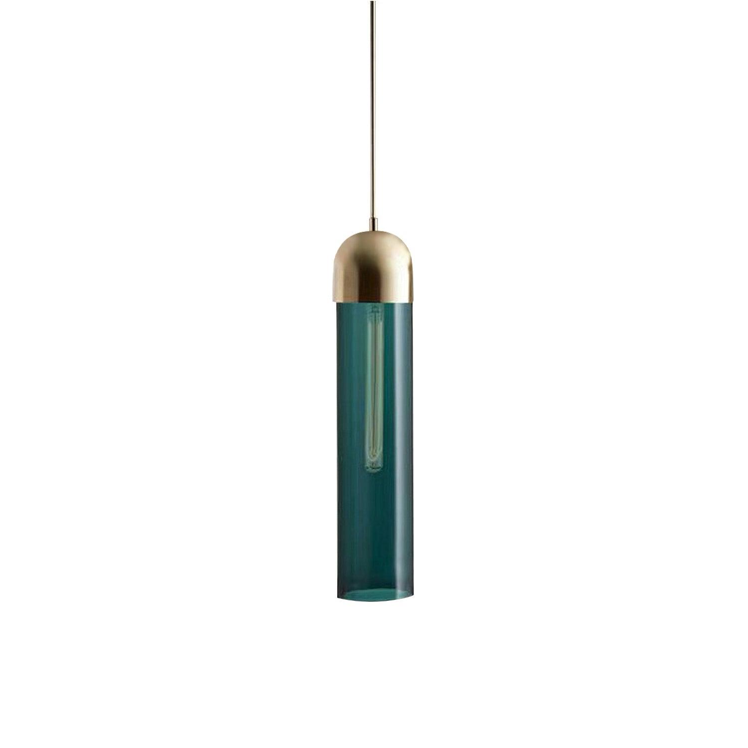 Modern Glass Cylindrical Pendant Light - Sleek Hanging Fixture for Kitchen Island, Dining Room & Bedroom Lighting