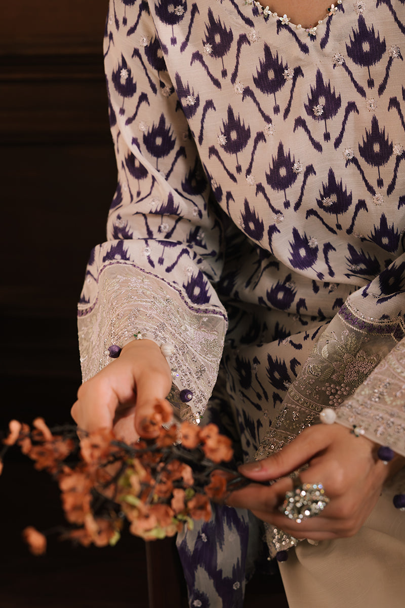 Lavender Luxe 3-Piece Silk Embroidered Suit Set for Women - Elegant Formal Wear for Weddings, Parties & Special Occasions