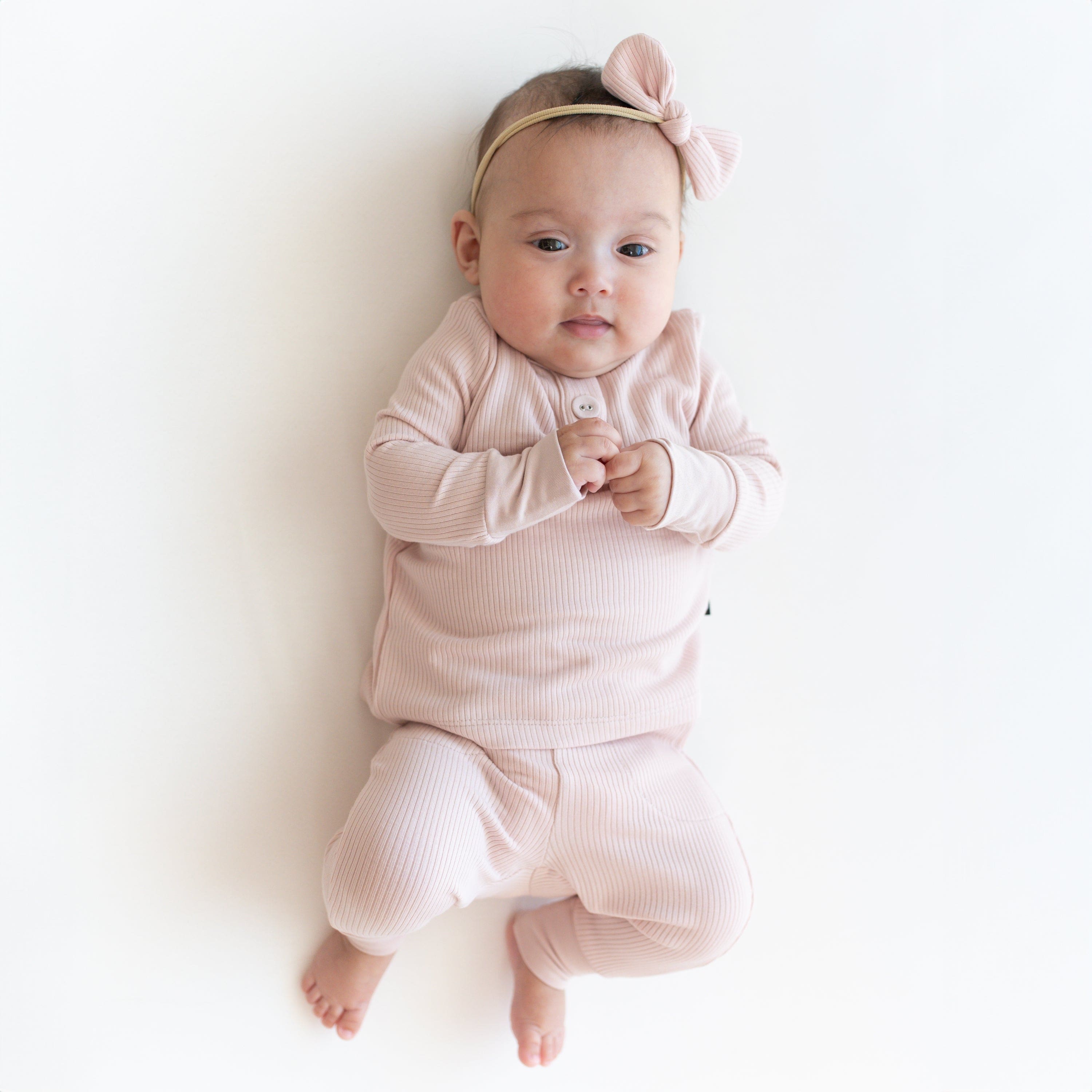 Soft Ribbed Baby Henley Outfit Set in Blush Pink | Organic Cotton Newborn Clothes for Boys & Girls | Perfect for Photoshoots, Playdates & Special Occasions