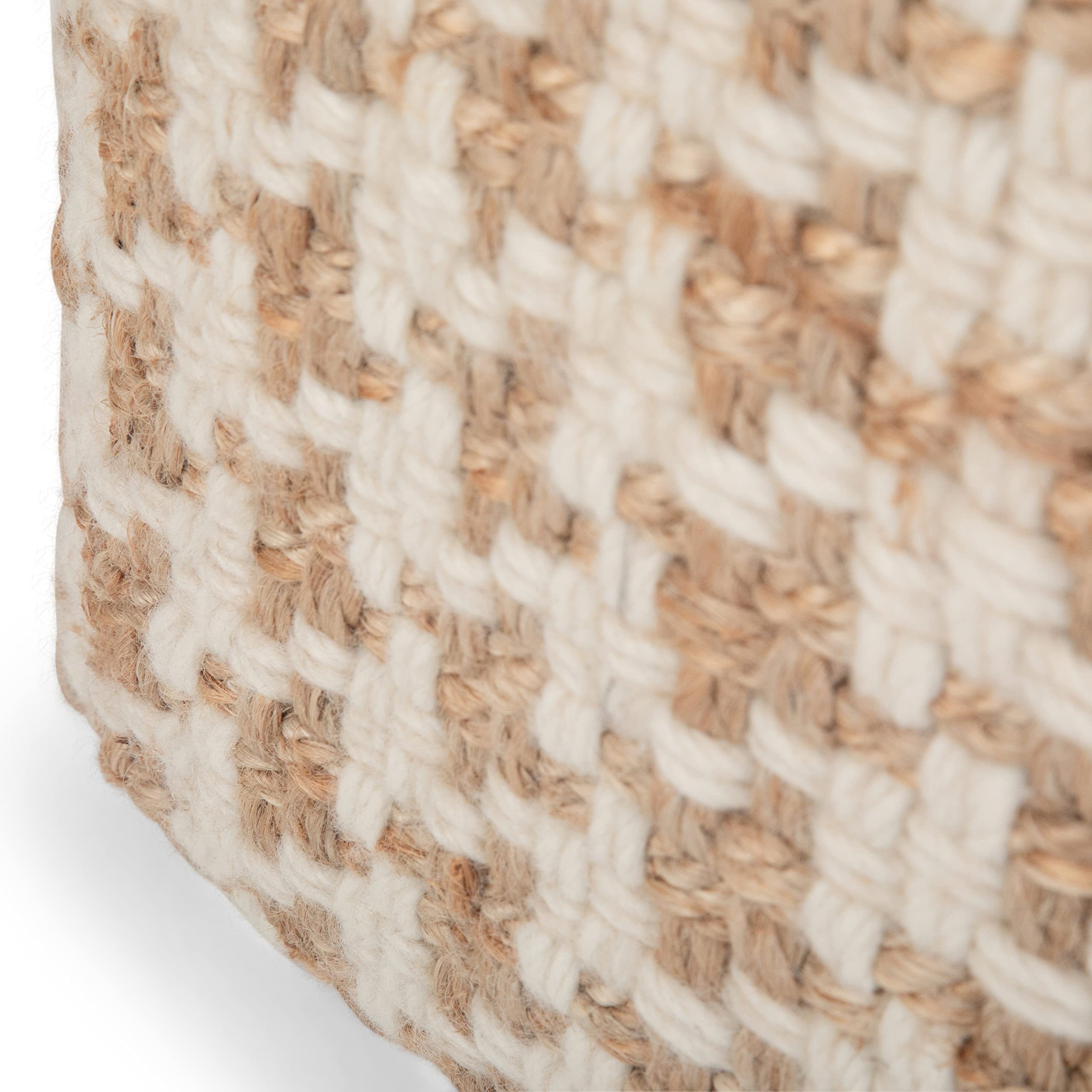 SIMPLIHOME Cullen 18 Inch Boho Cube Pouf - Natural Woven Wool & Jute Ottoman - Stylish Footrest & Seating for Living Room, Bedroom, Nursery & Dorm Decor - Perfect for Relaxing, Reading & Extra Guest Seating