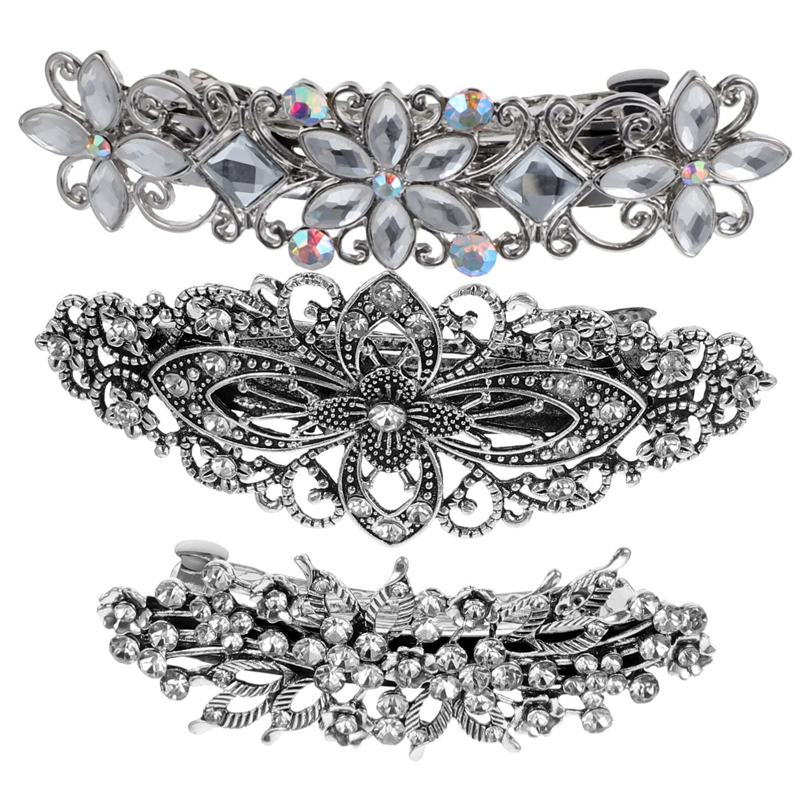 FRCOLOR 3-Piece Rhinestone Hair Clip Set - Elegant Metal Hairpins for Brides, Girls & Women | Perfect for Weddings, Prom & Special Occasions