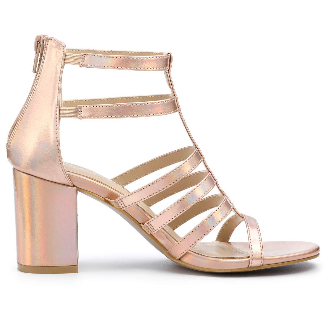 Allegra K Women's Chunky Heel Gladiator Sandals with Cage Straps - Fashionable Summer Shoes for Parties, Weddings & Night Out