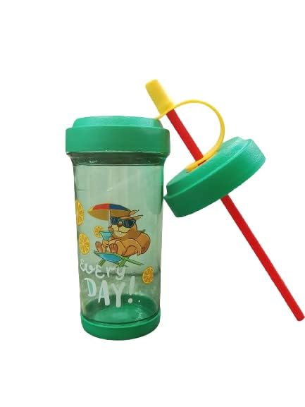 Magic Plus 700ml Juice Tumbler with Lid & Straw - Leakproof Kids Water Bottle, Fun Spill-Proof Sipper Cup for Smoothies, Juice & Drinks - Perfect Gift for Children, School, Picnics & Outdoor Activities (Green)