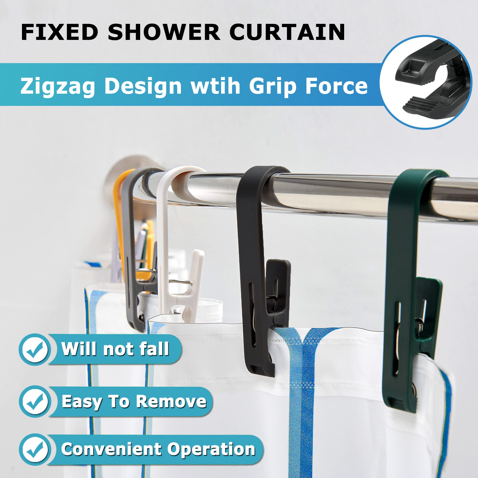 XoYoZo 4Pcs Laundry Hooks with Clips - Hanger Organizer for Socks, Bras & Towels - Bathroom, Wardrobe & Kitchen Use (Black)