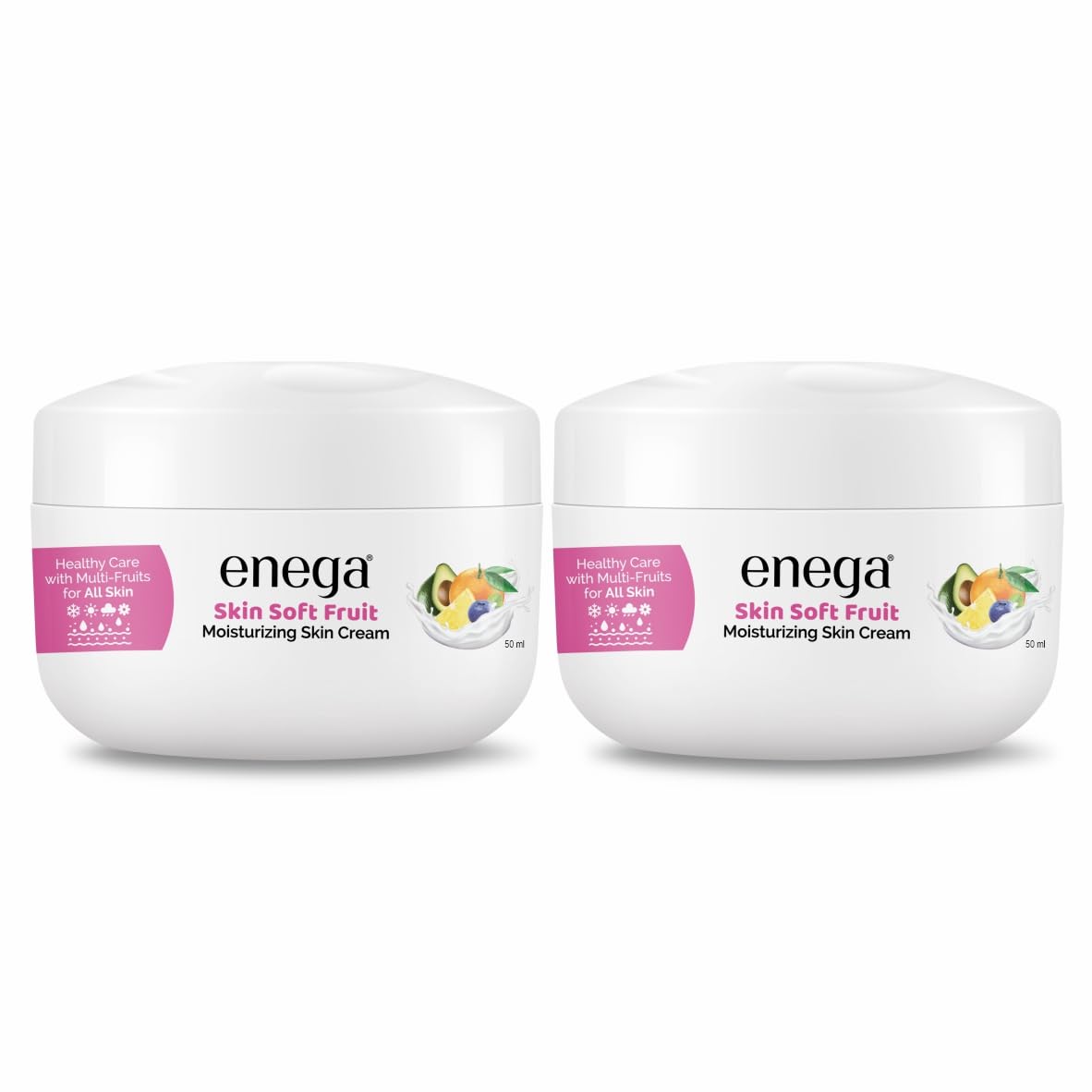 Enega Aloe Vera Honey & Almond Skin Soft Fruit Multi-Vitamins Moisturizing Cream for All Skin Types - Men, Women & Girls - 50ml (Pack of 2) | Hydrating Face & Body Lotion for Dry Skin Care, Day & Night Use