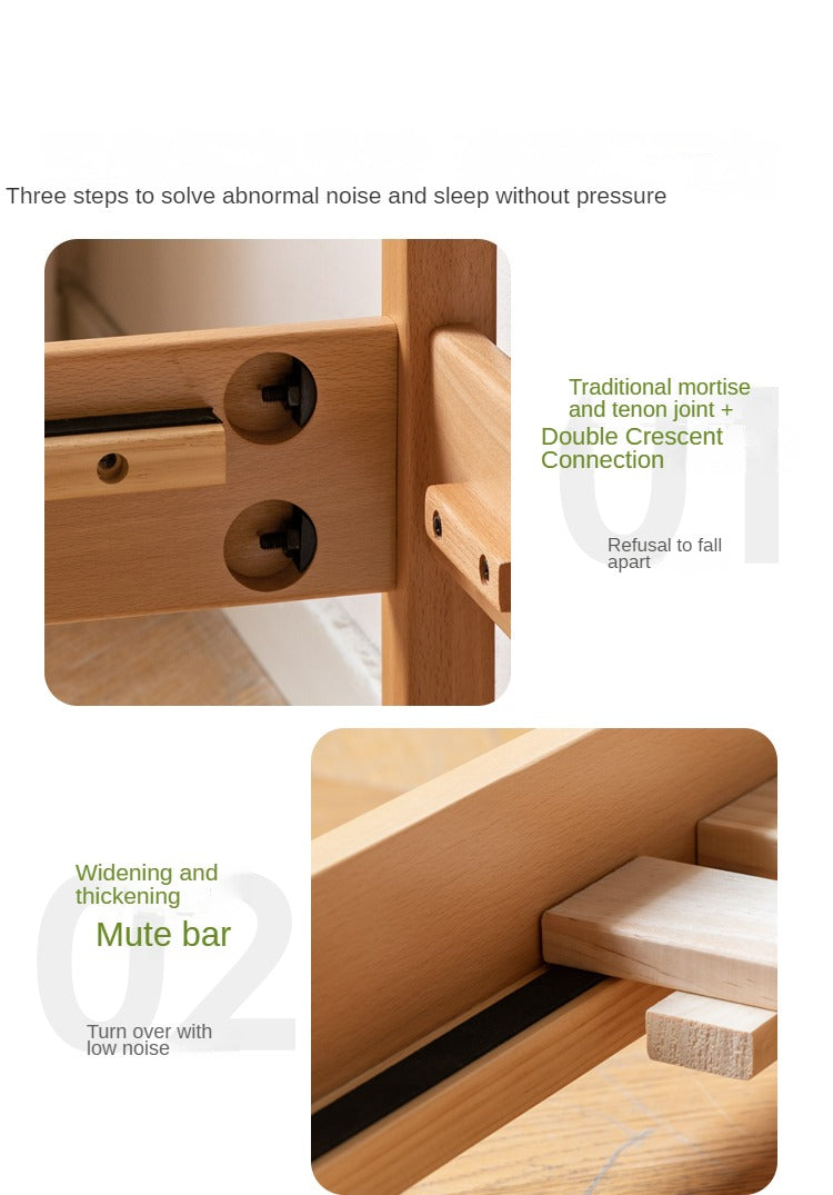 Solid Beech Wood Space-Saving Bunk Bed with Guardrails - Sturdy Twin Over Twin Loft Bed for Kids & Teens - Perfect for Small Bedrooms, Guest Rooms & Dormitories