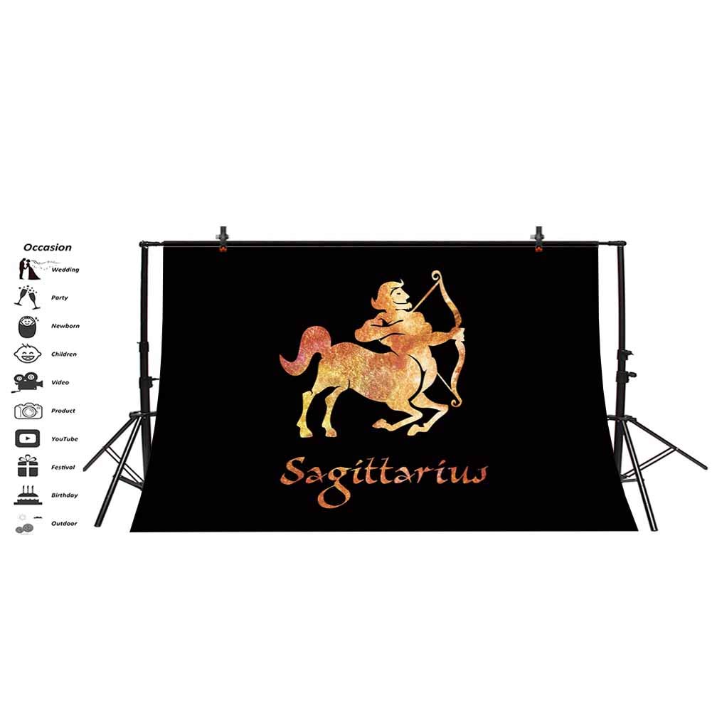 Baocicco 10x6.5ft Sagittarius Zodiac Photography Backdrop - Golden Constellation Pattern on Black Background for Astrology, Birthday Parties & Horoscope Photo Shoots | Perfect for Social Media Content, Baby Showers & Celestial-Themed Events