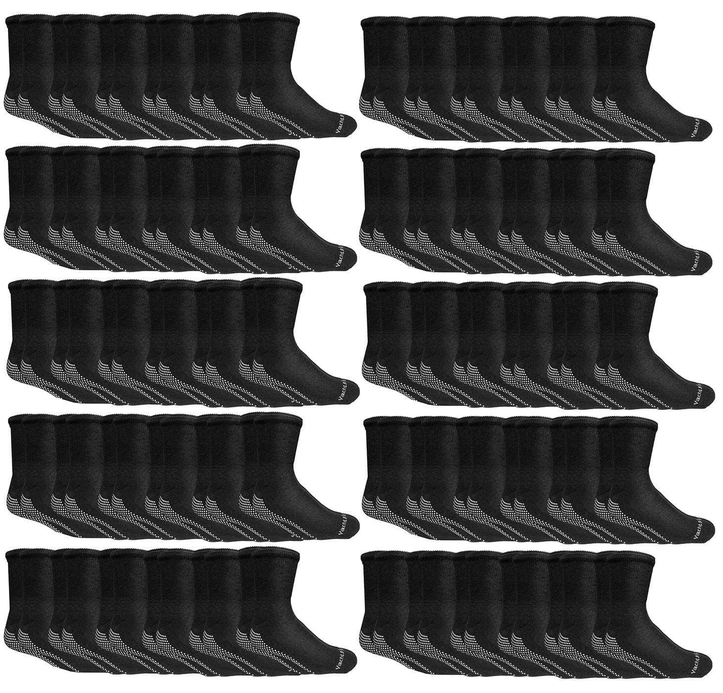 Yacht & Smith Non-Skid Diabetic Socks - Loose Fit Gripper Bottom Slipper Socks for Men & Women (Black) - Hospital & Home Use for Safety & Comfort - Bulk Wholesale Available