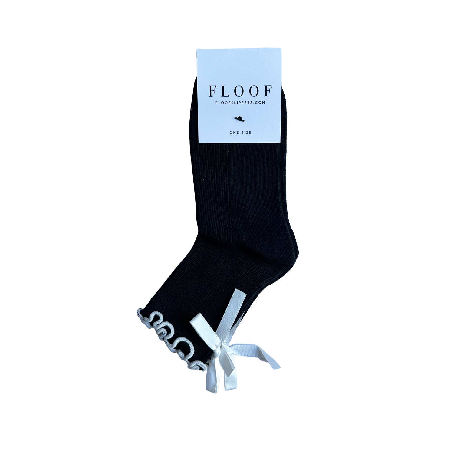 FLOOF Ruffle Bow Socks for Women - Elegant Black Lace Ankle Socks | Perfect for Valentine's Day, Weddings & Special Occasions