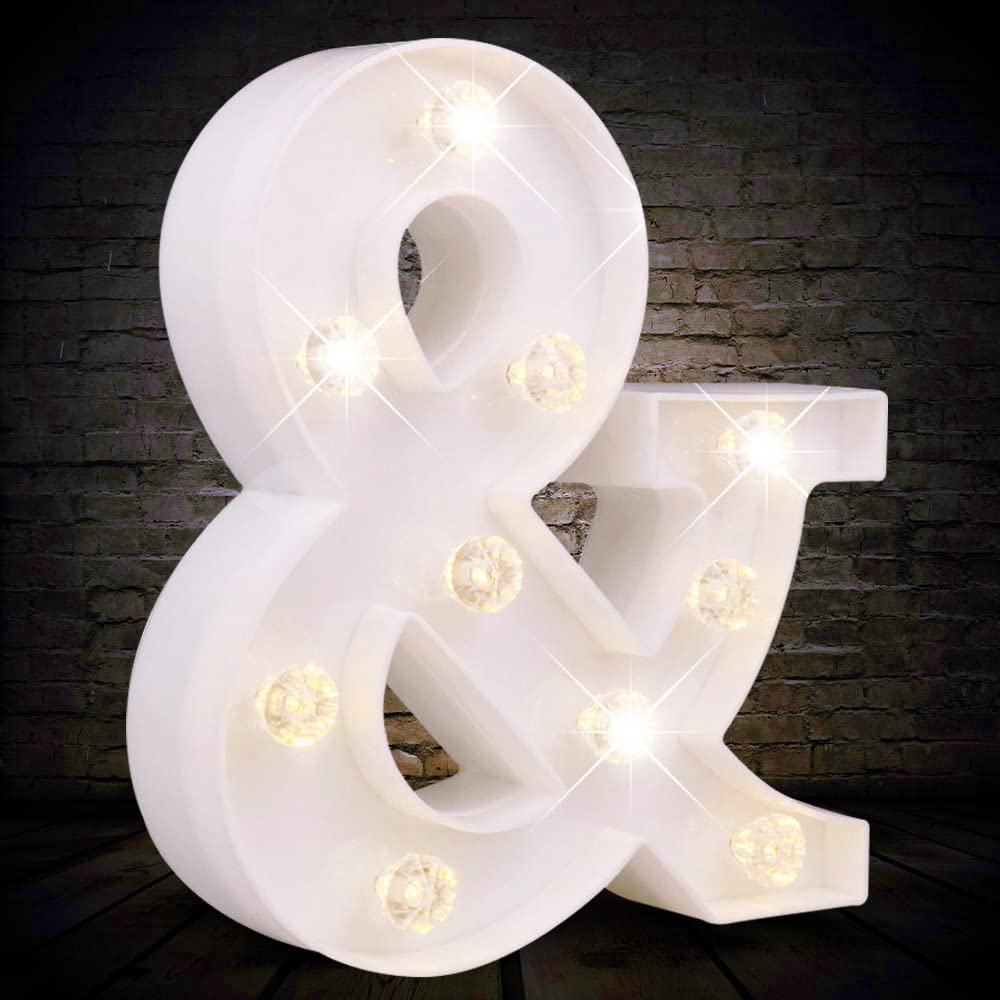 White LED Marquee Letter Lights with Diamond Bulbs - Custom Light Up Letters for Christmas, Wedding, Birthday Party Decor - Bedroom Wall Decor & Night Light for Girls Room - Perfect for Home, Nursery, Bar, Cafe, and Event Decorations