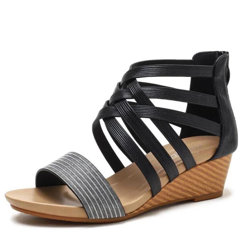 Women's Lightweight Breathable Retro Sandals - JrenBox Summer Beach Shoes for Vacation & Casual Wear | Comfortable Big Fighter Design in Black, Size 5 | Perfect for Beach Outings, Poolside Relaxation & Summer Fashion